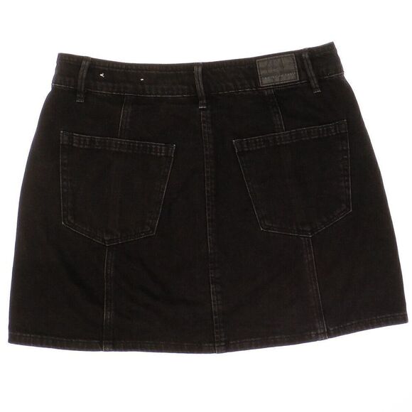American Eagle Skirt Size 4 Womens Black Mid Rise A Line Denim Button Up 29x15.5 - Picture 3 of 7